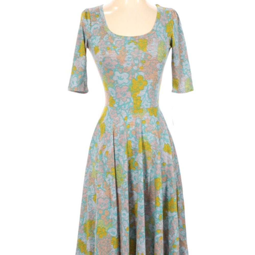 LuLaRoe Women's Floral Gray MulticolorSize  XXS Midi Dress